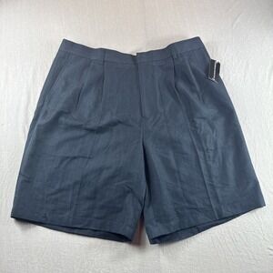 Statements Shorts Mens 38 Black Herringbone Pleated Rayon Preppy Outdoors 9" NEW